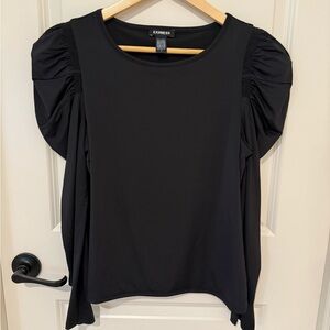 Express Elegant Black Puff Sleeve Blouse